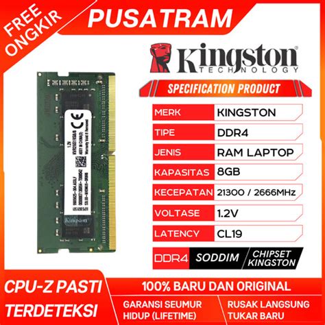 Jual RAM LAPTOP KINGSTON DDR4 8GB 2666 MHz 21300 ORI GAMING RAM NB DDR4 ...