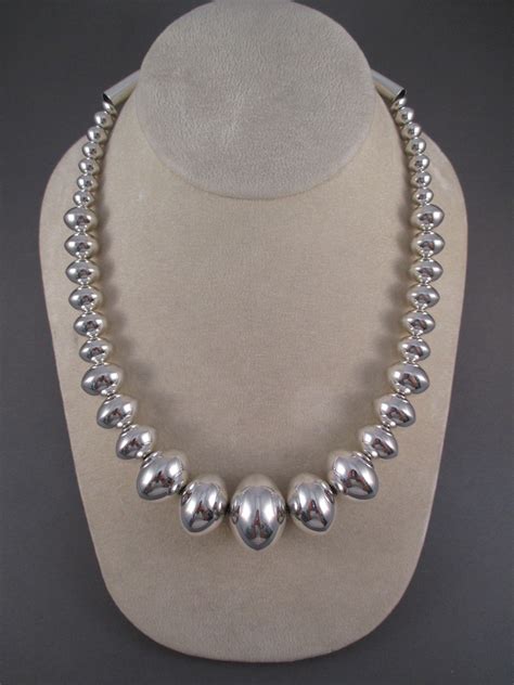 Graduated Sterling Silver Bead Necklace by Artie Yellowhorse - Two Grey ...