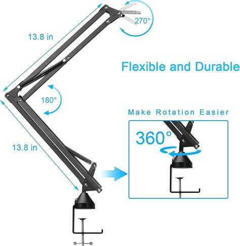 YOUSHARES Blue Snowball Mic Stand with Pop Filter – Upgraded Heavy Duty ...