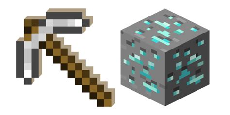 Minecraft Iron Pickaxe and Diamond Ore cursor – Custom Cursor