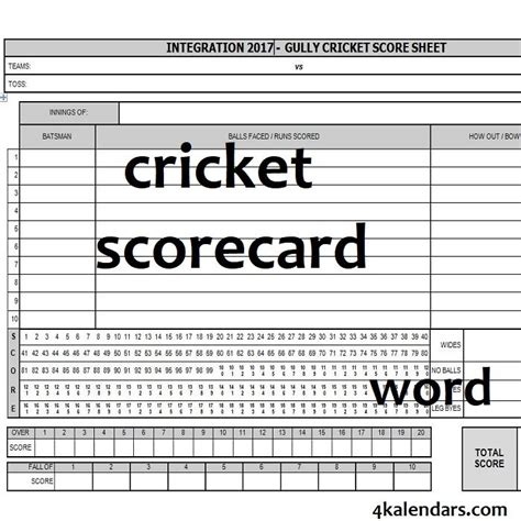 Cricket Scorecard Format In Excel