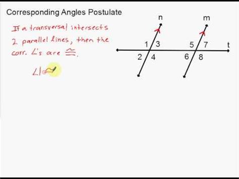 Corresponding Angles Postulate and Alternate Interior Angles Theorem - YouTube