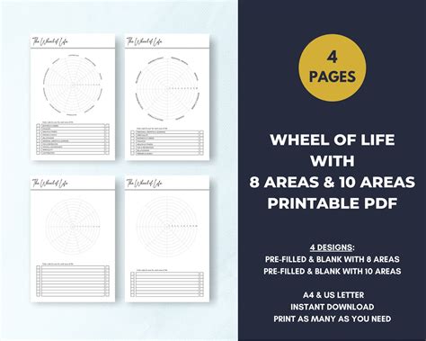 Printable Life Balance Wheel Wheel of Life Life Circle A4 & | Etsy