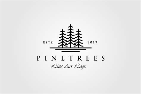 Line Art Pine Tree Evergreen Logo Design Graphic by lawoel · Creative Fabrica