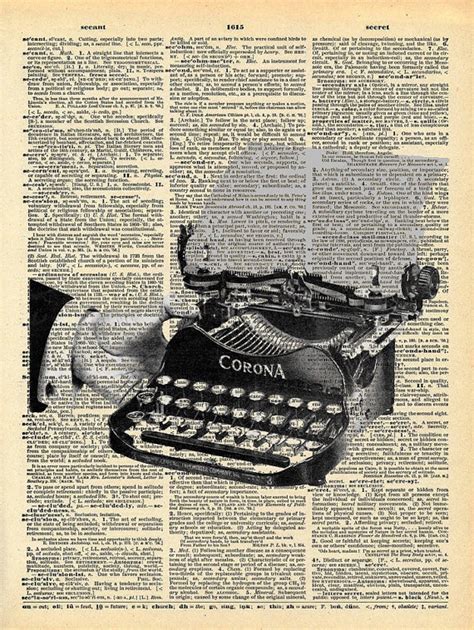 Vintage Typewriter Dictionary Art Print Recycled Antique | Etsy ...