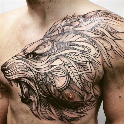 Pin by Gregory Pulliam on tattoos | Chest tattoo, Lion chest tattoo, Lion tattoo