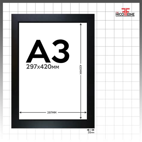 [FOR POSTER BUYER ONLY] MDF FRAME A3 SIZE 297mm x 420mm Black and White ...