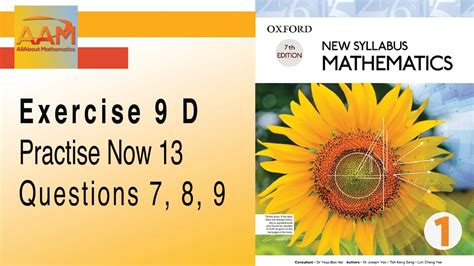D1 Maths Chapter#9 Ex 9D Practice Now#13 Q#7,8,9 - YouTube
