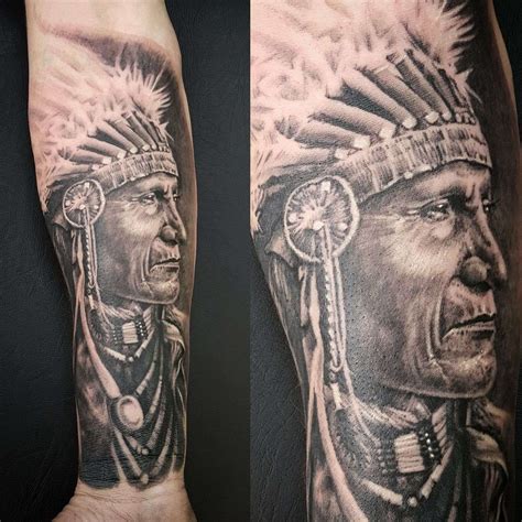 Realistic Native Indian Tattoo On Sleeve Design New Indian Chief Tattoo by Matt Parkin soular ...