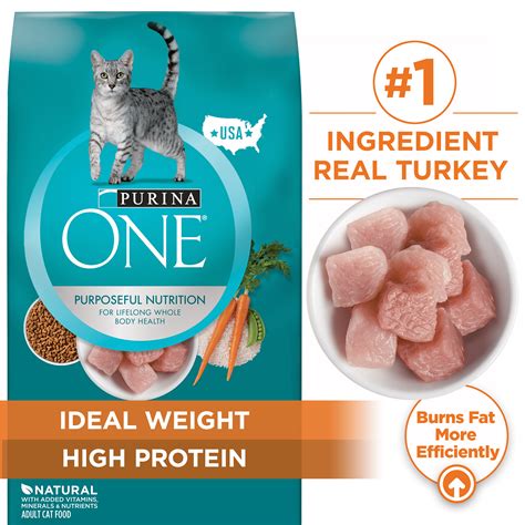 Purina ONE High Protein, Natural Dry Cat Food, Ideal Weight With Turkey ...
