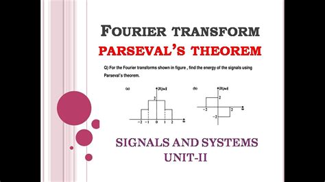 Parseval's theorem solved examples | Parseval's theorem Fourier transform | Parseval energy ...