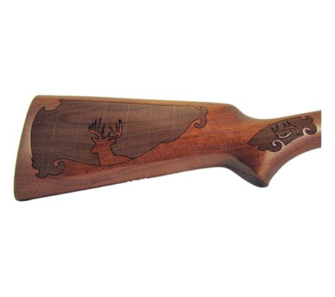 Deer Head and Checkering Gun Stock Engraving - Whitetail Woodcrafters