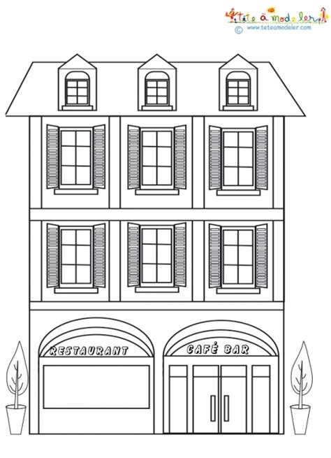 Coloriage petit immeuble d'habitation sur Tête à modeler