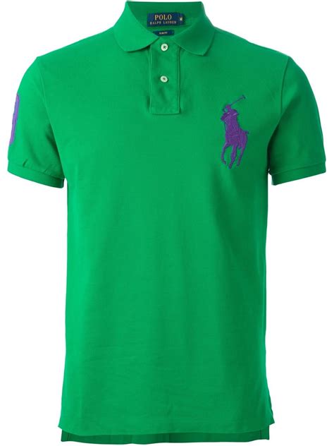 Polo ralph lauren Logo Embroidered Polo Shirt in Green for Men | Lyst