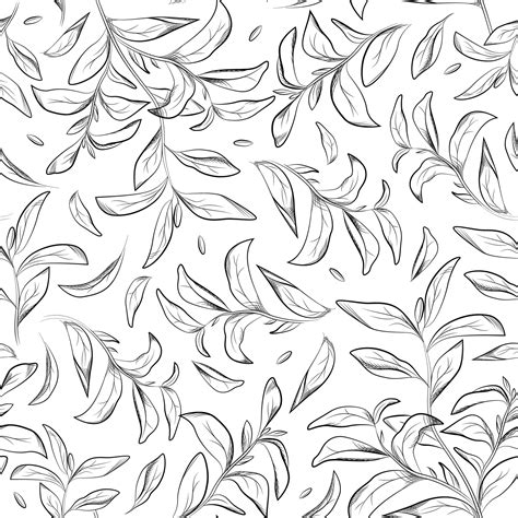 Tea leaves. Seamless pattern. Hand drawn vector illustration 22022098 ...