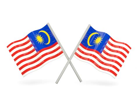 Two wavy flags. Illustration of flag of Malaysia