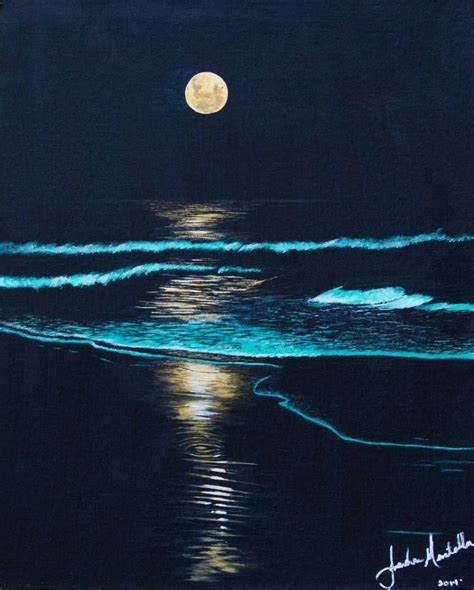 Night beach painting – Artofit