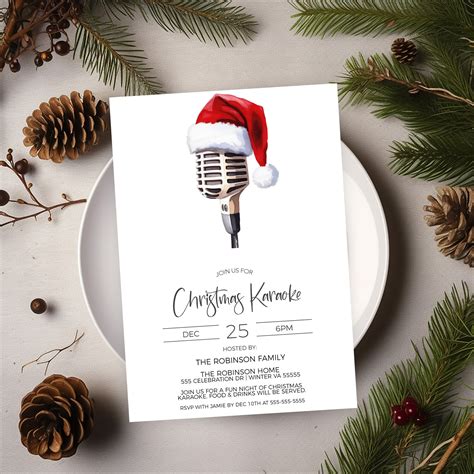 Christmas Karaoke Invitation, Holiday Karaoke Invite, Winter Santa ...