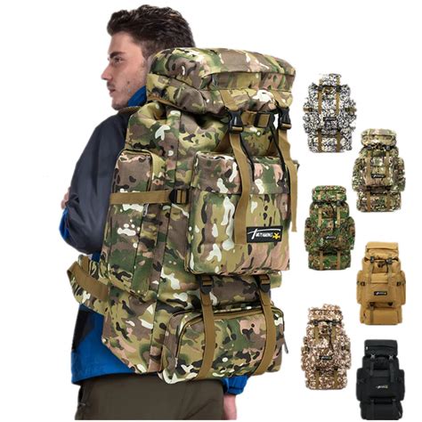 70L Molle Camo Tactical Backpack Military Army Waterproof Hiking ...