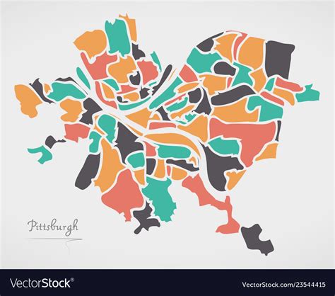 Pittsburgh pennsylvania map with neighborhoods Vector Image