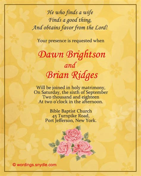 Christian Wedding Invitation Wording Samples – Wordings and Messages