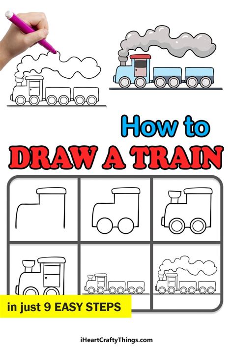 How To Draw A Train Step-by-Step - Easy Train Drawing For Kids