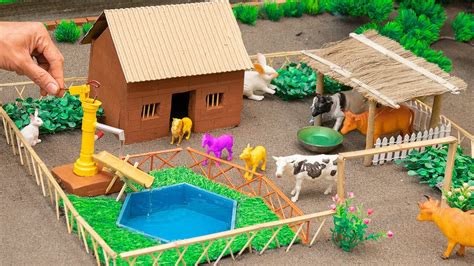 DIY tractor mini Farm Diorama with House for Cow, Pig - Mini water Pump ...