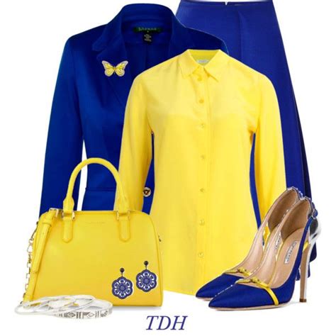 Royal Blue & Yellow, created by talvadh on Polyvore Blue Skirt Outfits, Yellow Dress Outfit ...