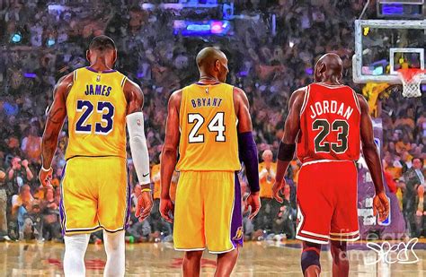 Michael Jordan Mixed Media - LeBron James, Kobe Bryant and Michael Jordan by Mark Spears | Kobe ...