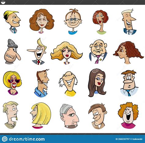 Cartoon People Characters Faces Expressions Set Stock Vector - Illustration of comics, cheerful ...