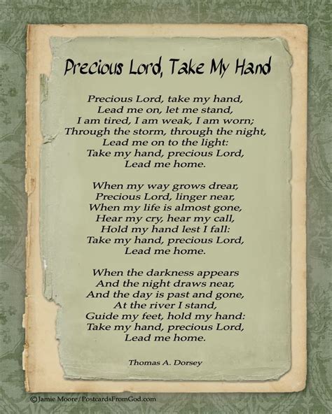 Take my hand, Precious Lord, and lead me home. | Hymns lyrics ...