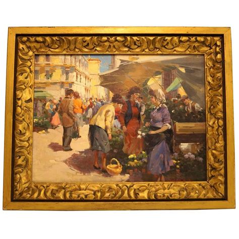 Oil on Canvas Painting of Fruit Market Scene at 1stDibs