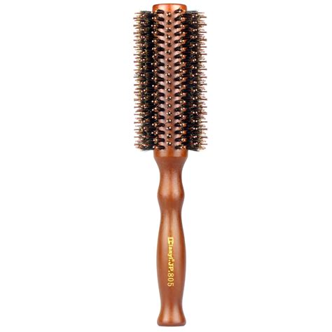 Natural Boar Bristles Hair Round Brush with Wood Handle,Roll Comb Ruled 2.2-Inch,Styling ...