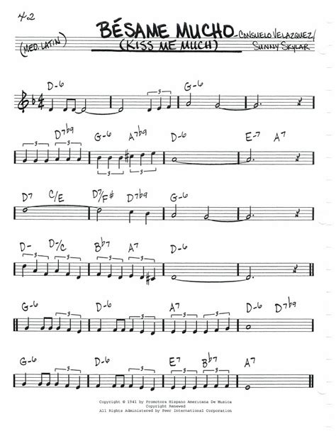 Besame Mucho - Lead Sheet | Jazz sheet music, Clarinet sheet music, Saxophone sheet music