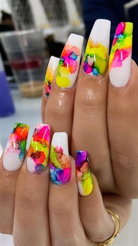 58+ Stylish and Bright Summer Nail Design Colors and Ideas #marblenails ...