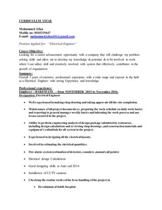 Mohammed Irfan cv (1) | PDF