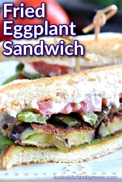 Fried Eggplant Sandwich with Tomatoes and Green Pepper Recipe