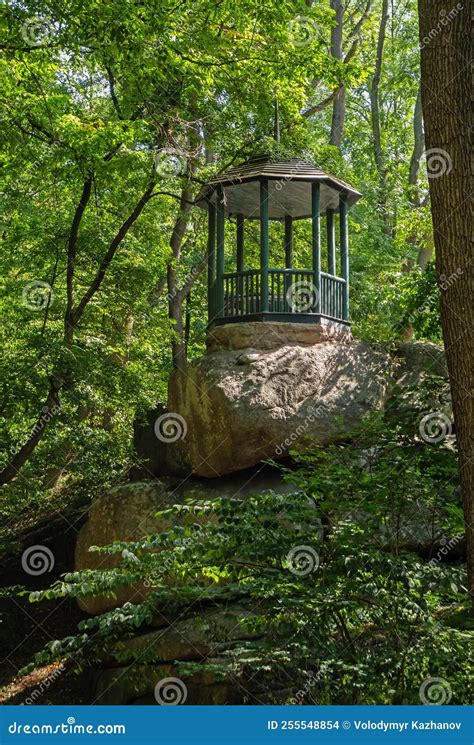 Gazebo on High Stones in a Dense Forest. Sofiyivka Park Stock Photo ...