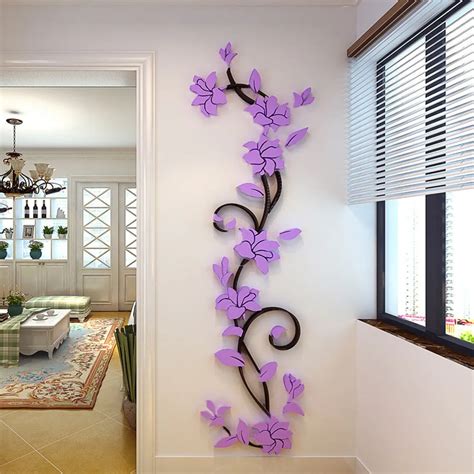 45x150cm Large Wall Stickers 3D Romantic Rose Flower Wall Sticker ...