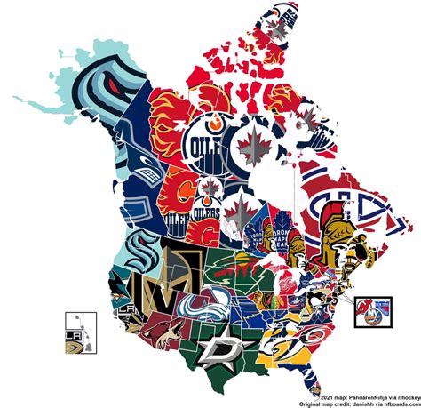 NHL Media Territory Map 2021 (Kraken, VGK included) : hockey