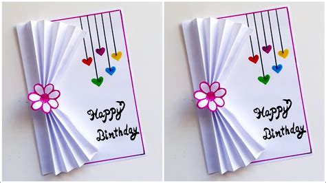 Easy & Beautiful white paper Birthday Card making|DIY Birthday greeting Card|Handmade Birthday ...