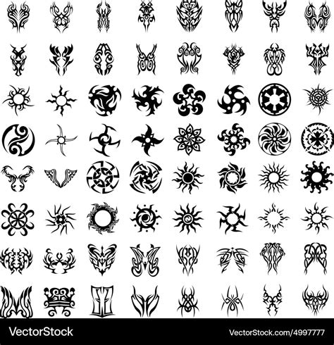 64pcs tribal tattoo set Royalty Free Vector Image