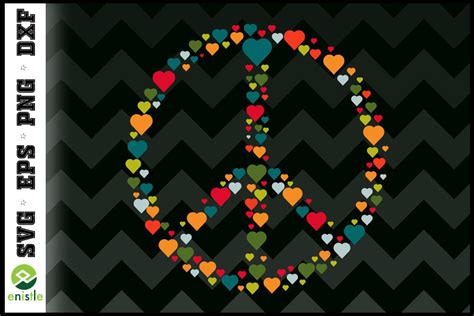 Peace Sign Symbol Love Hearts Hippie Graphic by Enistle · Creative Fabrica