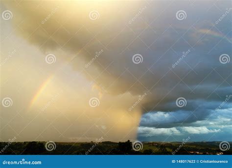 Storm Aerial View on Countryside Stock Photo - Image of landscape ...