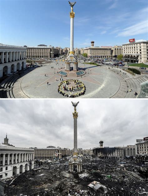 Before and After Images of Kiev's Independence Square Photos - ABC News