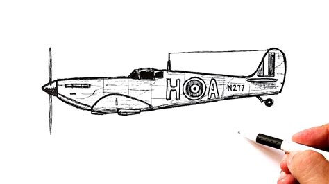 How to draw a WW2 Fighter Plane Supermarine Spitfire - YouTube