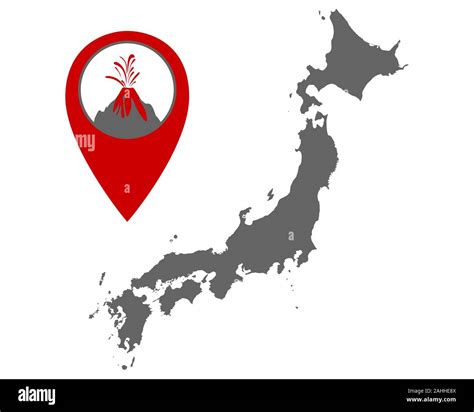 Map of Japan with volcano locator Stock Photo - Alamy