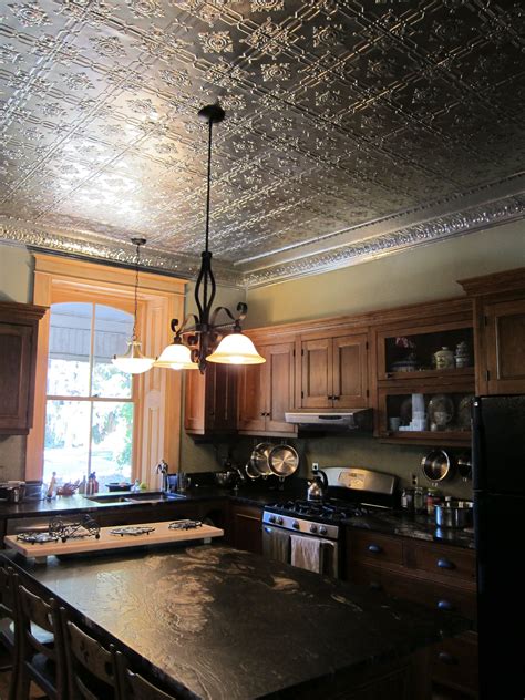 Tin ceiling panels in historic kitchen | Tin ceiling kitchen, Interior design kitchen rustic ...