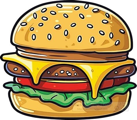 Hamburger Clipart-cartoon cheeseburger with lettuce tomato cheese ...