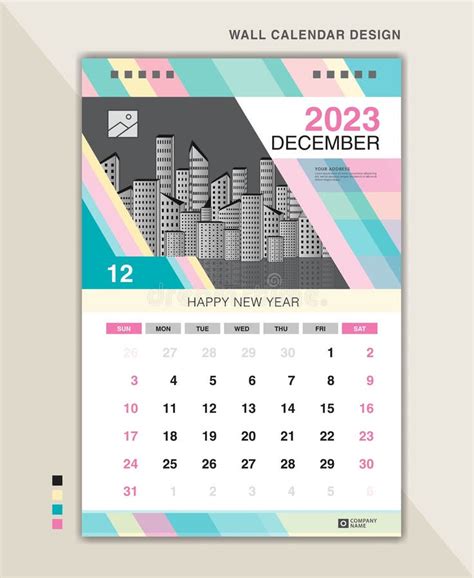 Calendario De Pared 2023 Plantilla Fondos Creativos Pastel Diciembre 2023 Calendario De ...